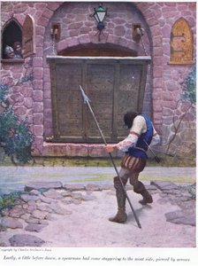 Lastly a Little Before Dawn, a Spearman Has Come Staggering to the Moat Side, Pierced by Arrows by Newell Convers Wyeth