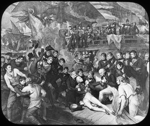 Admiral Lord Nelson Wounded at the Battle of Trafalgar, 1805