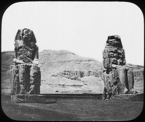 Colossi of Memnon, Luxor Thebes, Egypt, c1890 by Newton and Co