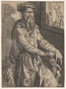Portrait of Baccio Bandinelli, in Three-Quarter Length Next to a Window Pane, ca. 1540-48