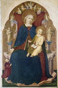 Madonna Enthroned with Child and Two Devotees by RC