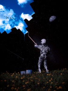 Astronaut Painting Sky by Nicebleed