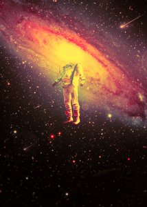 Astronaut in Vibrant Galaxy