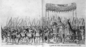 The Entry of Pope Clement VII and Emperor Charles V into Bologna on 24 February 1530, plate 27 by Nicholas Hogenberg