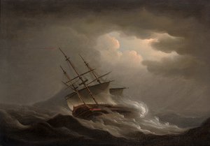 A Frigate Heeling in an Offshore Gale by Nicholas Pocock
