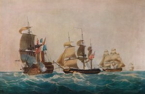 Capture of the Guillaume Tell, c1805 by Nicholas Pocock