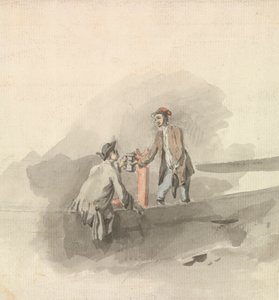 Two Men in a Boat Clinking Tankards by Nicholas Pocock