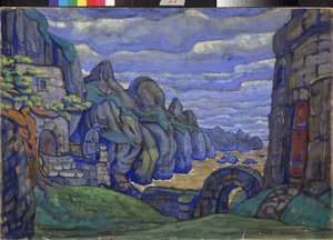Village by the Sea. Stage Design for the Opera Tristan and Isolde by Richard Wagner