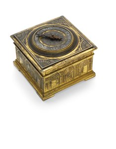 Elizabeth I engraved striking horizontal table clock, c.1590-1600 by Nicholas Vallin