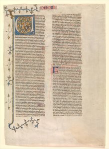 Initial V from the commentary of Nehemiah, one of six illustrated leaves, ca. 1360-1380 by Nicholas of Lyra