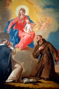 Our Lady of the Rosary with St Dominic and St Francis of Assisi