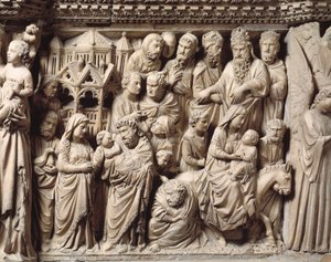 Presentation of the Temple and Flight into Egypt (Detail) by Nicola Pisano