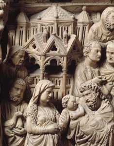The Presentation at the Temple and Flight into Egypt (Detail) by Nicola Pisano