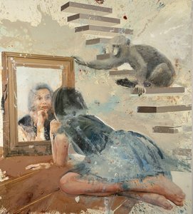Mirror Girl with Baboon