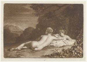 Landscape with Two Nymphs by Nicolaas Verkolje