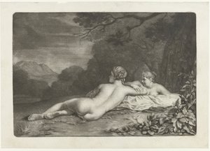 Landscape with Two Nymphs by Nicolaas Verkolje