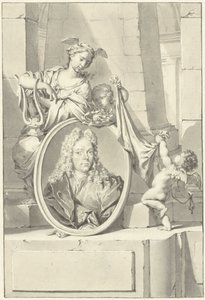 Putti and a Woman by a Medallion with the Portrait of Arnold Houbraken