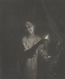 Young Woman Holding a Candle in a Bedchamber