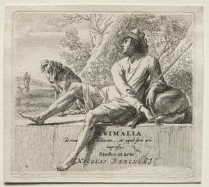 Animalia: Frontispiece, Shepherd and Dog by Nicolaes Berchem