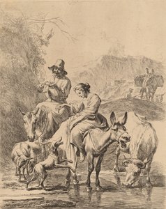 Shepherdess on a Donkey by Nicolaes Berchem