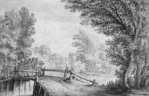 Landscape with a Cart Crossing a Bridge by Nicolaes Jansz  Visscher