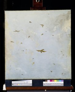 Dolls-house Ceiling-Painting of a Cloudy Sky with Birds by Nicolaes Piemont (attributed to)
