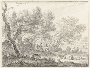 Shepherds and Cattle by a Group of Trees
