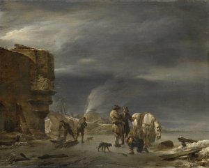 On the Ice near a Town by Nicolaes Pietersz Berchem
