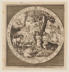 Adam and Eve in Paradise, from The Creation to the Expulsion from Paradise by Nicolaes de Bruyn