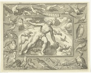 Element Air as Young Man on Clouds Among Flying Birds (The Four Elements) by Nicolaes de Bruyn