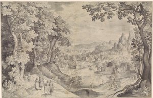 Landscape with Deer Hunt by Nicolaes de Bruyn