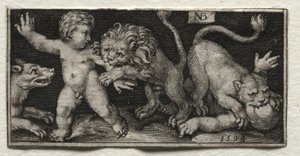 Lions Attacking Children, 1594 by Nicolaes de Bruyn