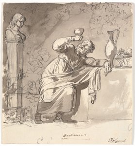 Anacreon Leaning Against a Table with a Raised Goblet