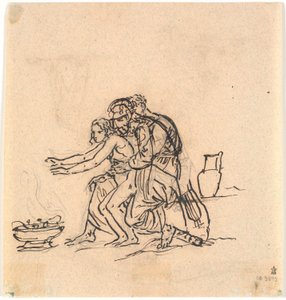 Anacreon and Amaryllis Warming Their Hands Over a Basin by Nicolai Abildgaard