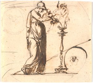 Athena Pours Oil on a Lamp