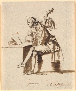 The English Poet Gower Sitting with a Lute at a Table, on which Herodotus Lies Open