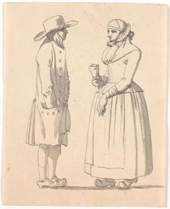 A Peasant Man and Woman Standing Opposite Each Other