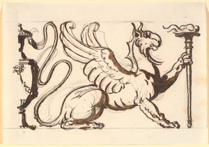 A Griffin Holding a Torch
