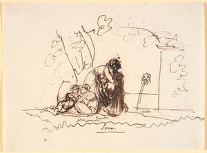 A Woman Sitting by a Spring with Three Small Children by Nicolai Abildgaard