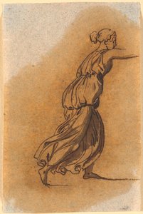 A running woman with right arm outstretched