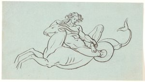 A Naked Man Reclining on a Goat with a Fish Tail by Nicolai Abildgaard