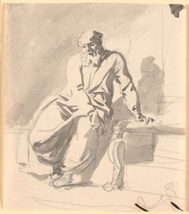 A Seated Antique Male Figure, Probably Anacreon by Nicolai Abildgaard