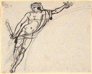 A Floating Male Figure with a Crown in the Right Hand by Nicolai Abildgaard