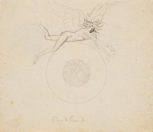 A Winged Genius, Floating Over a Globe, Indicated with a Pair of Circular Arcs by Nicolai Abildgaard