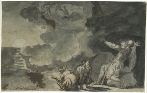 Fingal Sees the Spirits of His Ancestors by Moonlight. Scene from Ossian by Nicolai Abildgaard