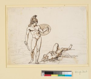 Greek Battle Scene, a Naked Hero Observes His Fallen Opponent by Nicolai Abildgaard