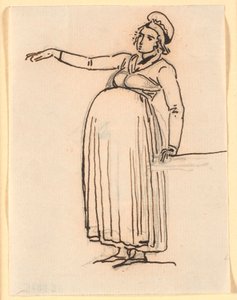 Caricature of a Pregnant Woman with Right Arm Outstretched by Nicolai Abildgaard