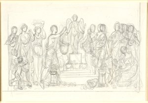 Offering to Amor. The Winged Amor on a Pedestal, Surrounded by Numerous Figures by Nicolai Abildgaard
