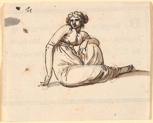 Seated Woman with Left Knee Raised by Nicolai Abildgaard
