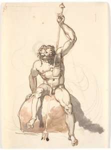 Seated Male Figure with Trident by Nicolai Abildgaard